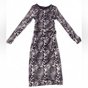 Karen Kane Black and Cream Patterned Long Sleeve Dress